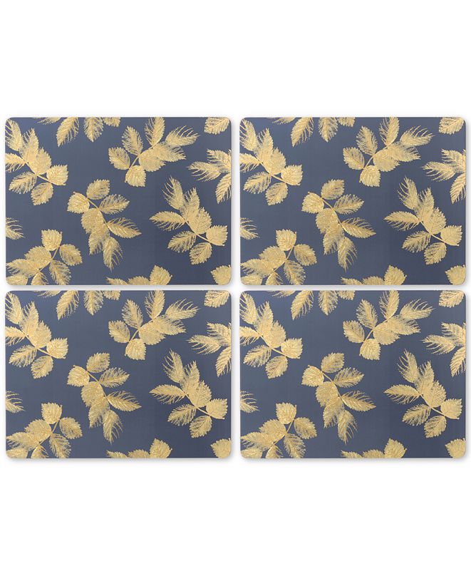 Pimpernel Etched Leaves Navy Set of 4 Placemats & Reviews Table