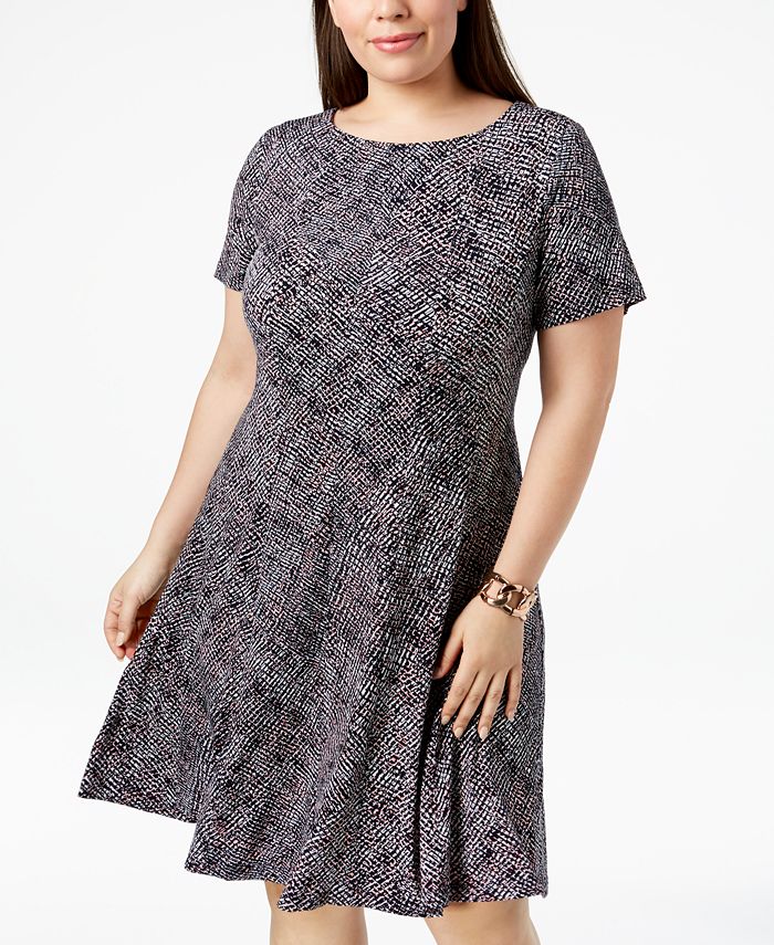 Connected Plus Size Printed Fit & Flare Dress Macy's