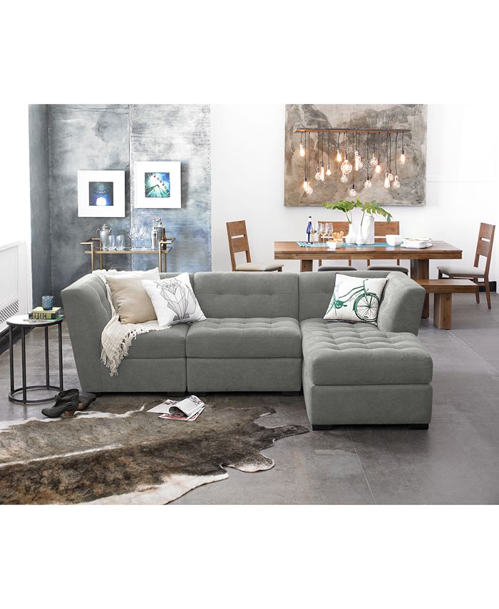 Furniture Roxanne II Performance Fabric 6Pc. Modular Sofa with Ottoman