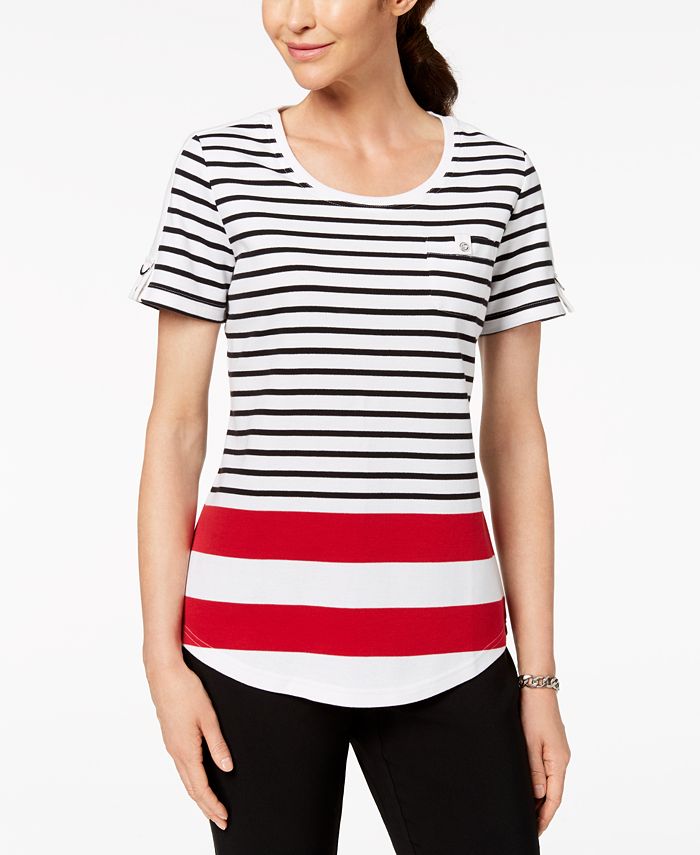 Karen Scott Striped T-Shirt, Created for Macy's - Macy's