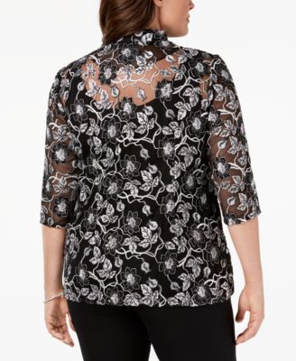 Alex Evenings Plus Size Embroidered Jacket & Top - Macy's