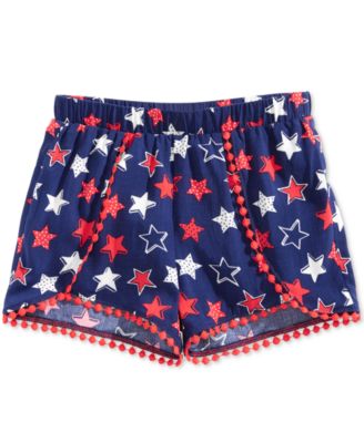 Epic Threads - Printed Pom Pom-Trim Shorts, Little Girls
