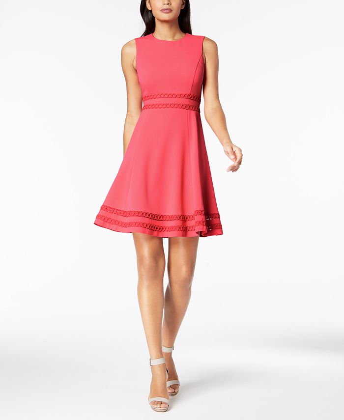 Calvin Klein Corded-Trim Fit & Flare Dress, Regular & Petite - Macy's