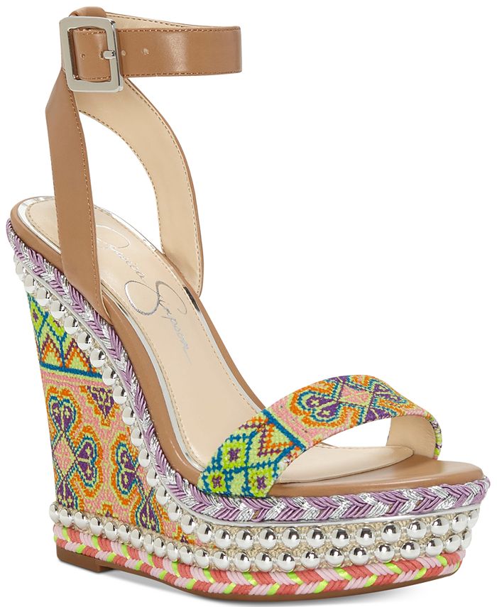 Jessica Simpson Alinda Woven Platform Wedge Sandals - Macy's