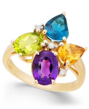 image of Multi-Gemstone (4 ct. t.w.) & Diamond Accent Ring in 14k Gold