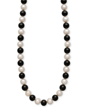 image of Cultured Freshwater Pearl (7-1/2-8-1/2mm) and Onyx (85 ct. t.w.) Strand Necklace in 14k Gold