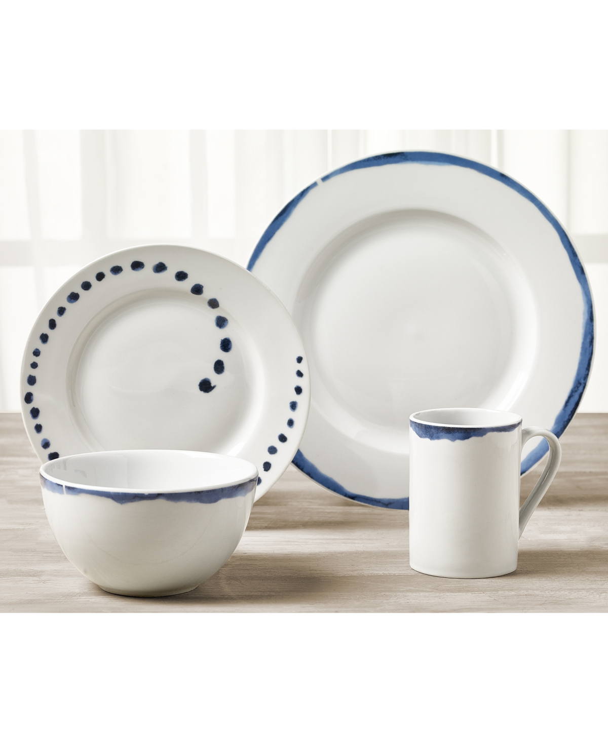 Tabletops Unlimited Isla 16-pc. Dinnerware Set, Service For 4 In Wht,blue