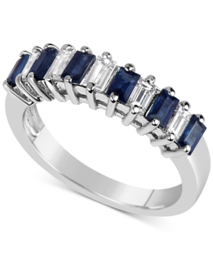 image of Sapphire (9/10 ct. t.w.) & Diamond (1/5 ct. t.w.) Ring in 14k White Gold
