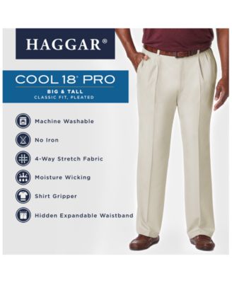 Haggar Men's Big & Tall Cool 18 PRO Classic-Fit Expandable Waist ...