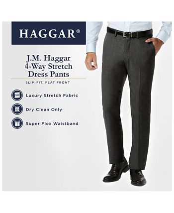 Haggar - J.M.  Slim Fit 4-Way Stretch Flat Front Dress Pants