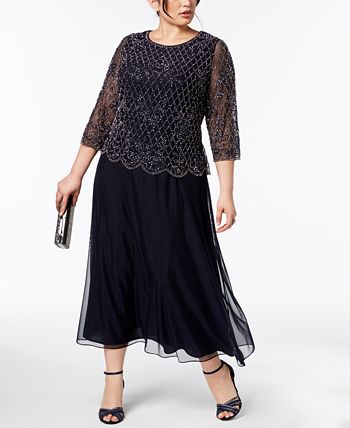XSCAPE Plus Size Embellished-Bodice Gown - Macy's