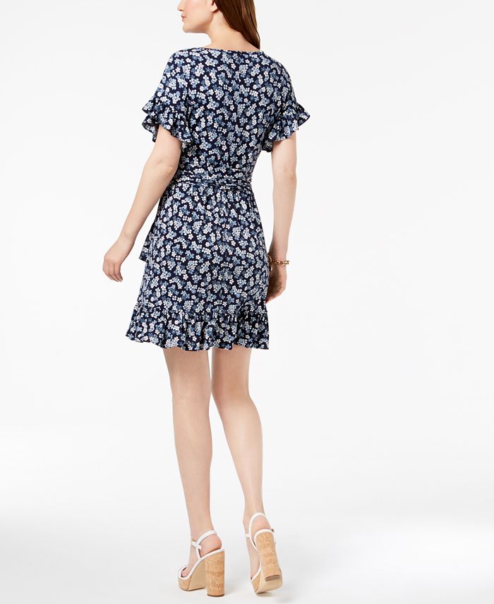 Michael Kors Petite Printed Ruffled Wrap Dress - Macy's