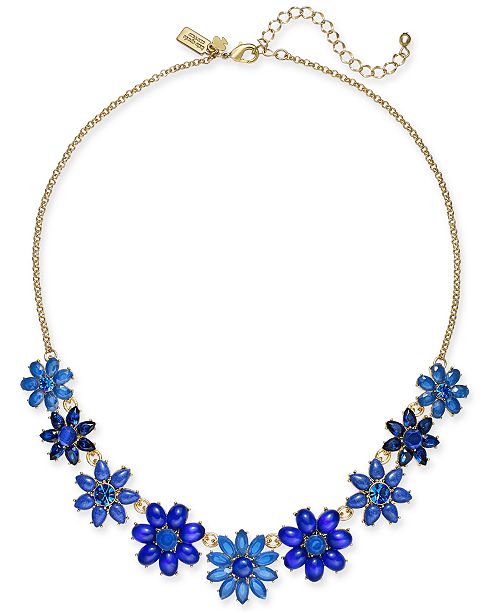 kate spade new york Gold-Tone Crystal Floral Collar Necklace & Reviews ...