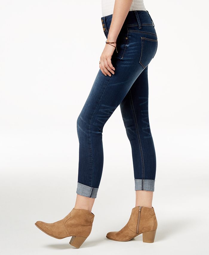 Indigo Rein Junior's Cuffed Cropped Skinny Jeans Blue Size 1