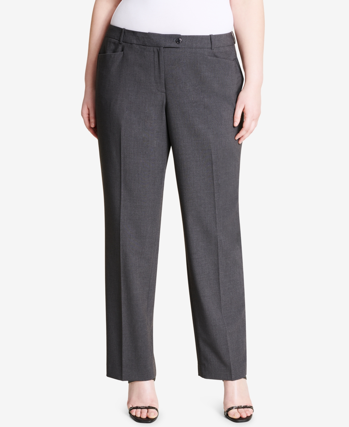 Calvin Klein Plus Size Modern Dress Pants In Charcoal
