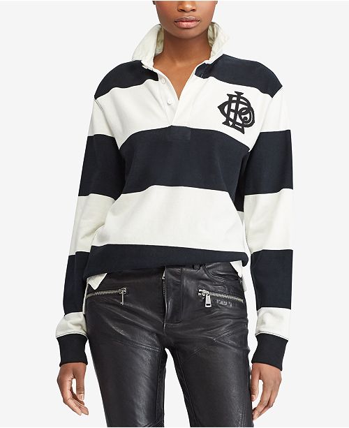 Polo Ralph Lauren Monogram Cotton Rugby Shirt & Reviews Tops Women