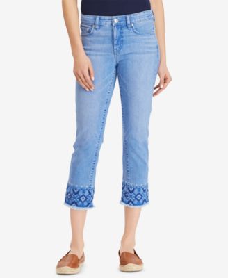 Lauren Ralph Lauren - Embroidered Straight Crop Jeans