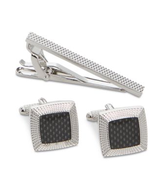Perry Ellis Portfolio - Men's Textured Dome Cuff Links & Tie Bar Set