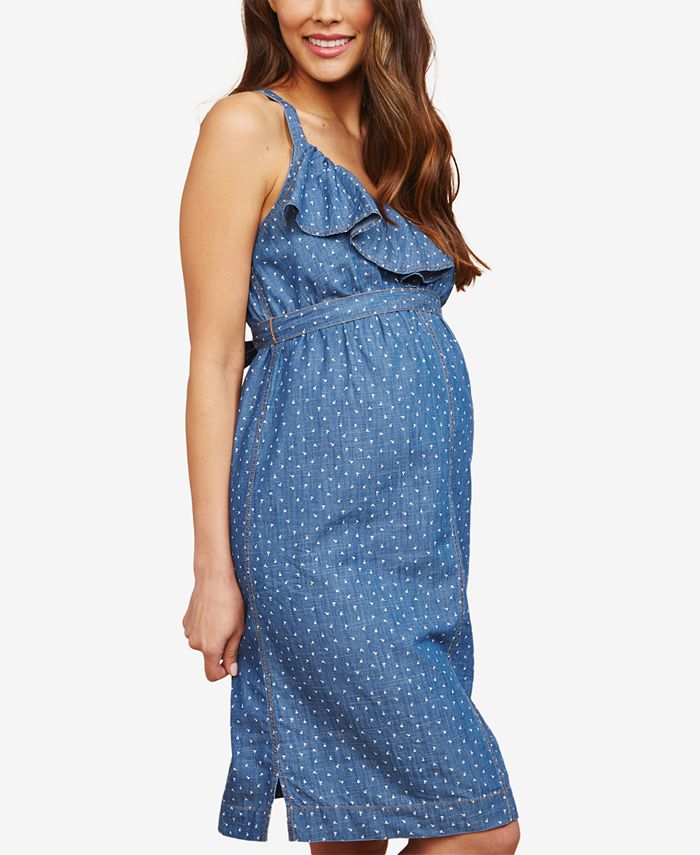 Motherhood Maternity Ruffled Chambray Dress - Macy's