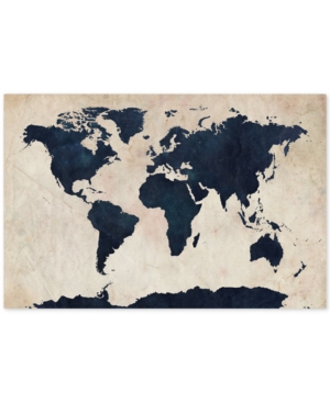 Trademark Global Michael Tompsett 'world Map -navy' Canvas Art In No Color
