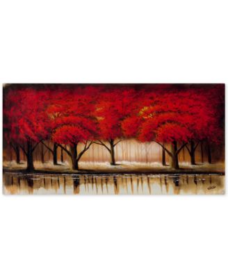 Trademark Global - Rio 'Parade of Red Trees II' 16" x 32" Canvas Wall Art