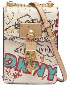 Elissa Graffiti Logo Pebble Leather Charm Crossbody, Created for Macy's