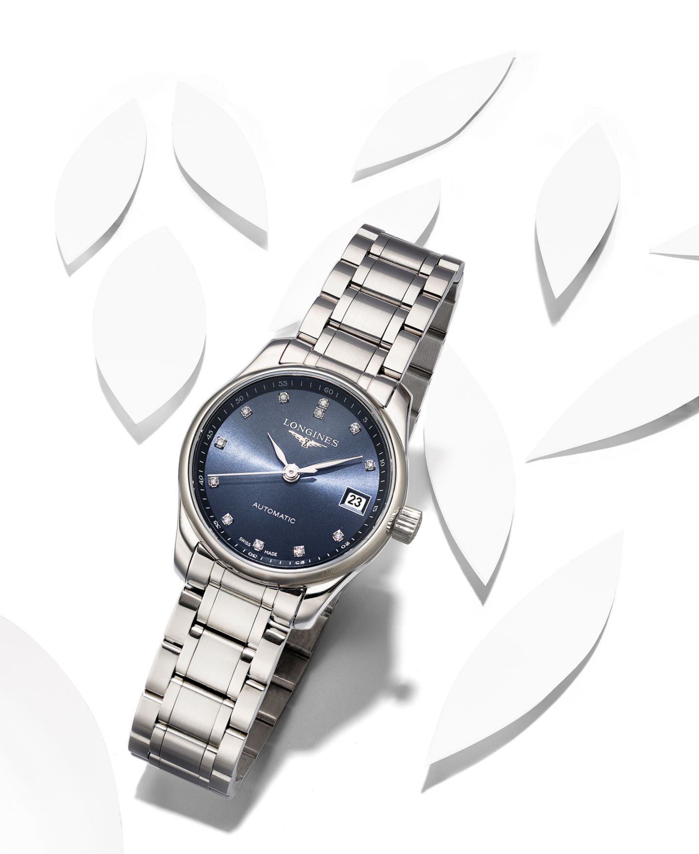 Женские часы Longines Swiss Automatic Master Collection Diamond Accent Stainless Steel Bracelet Watch 26mm L21284976 — фото 2