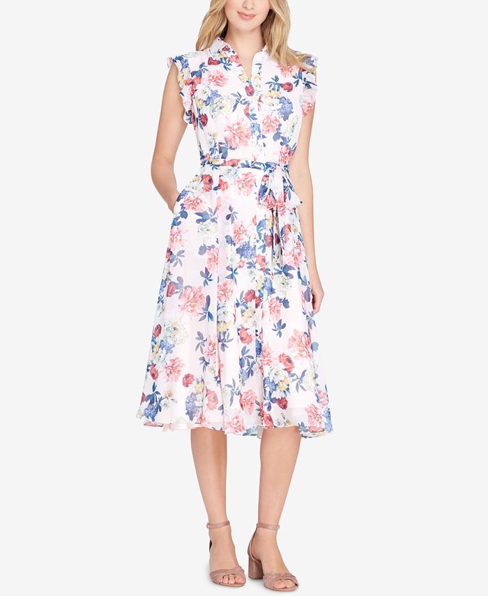 Tahari ASL Belted FloralPrint Midi Dress Macy's