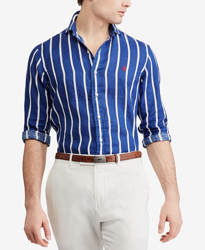 Polo Ralph Lauren Men's Striped Linen Classic Fit Shirt - Macy's