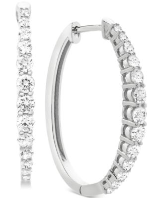 macy's silver diamond hoop earrings