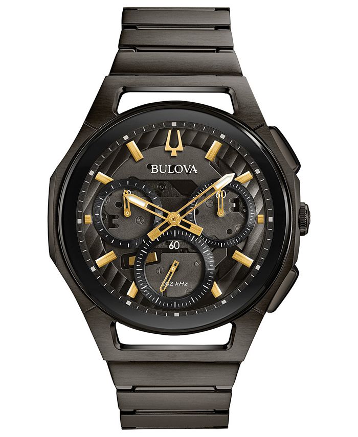 Bulova - Men's Chronograph Curv Gray Stainless Steel Bracelet Watch 44mm