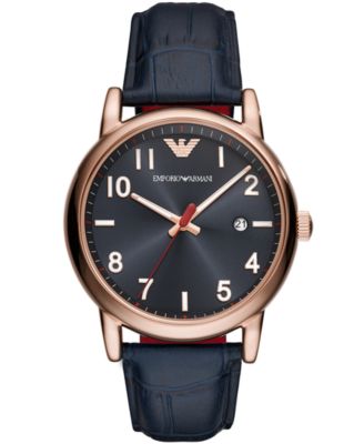 armani rose gold watch leather strap