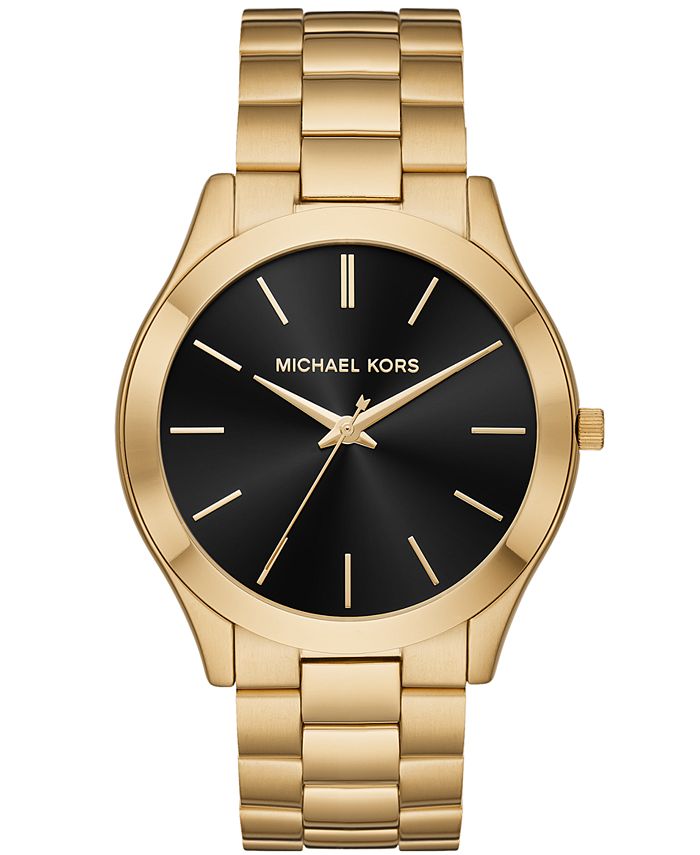Michael Kors Men's Slim Runway Gold-Tone Stainless Steel Bracelet Watch  44mm & Reviews - All Watches - Jewelry & Watches - Macy's