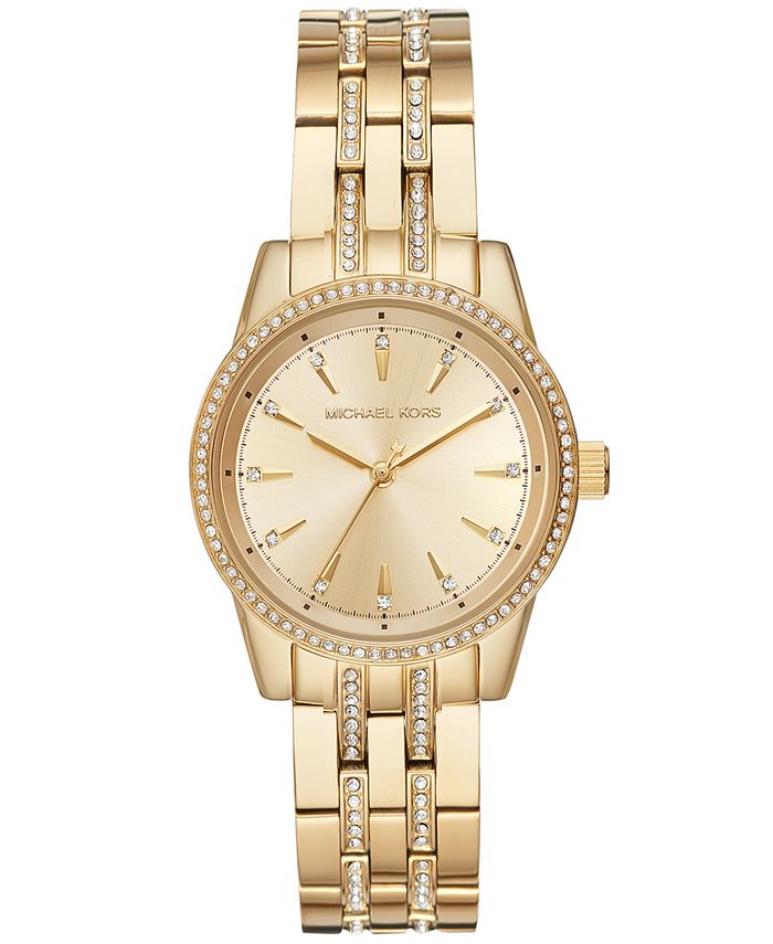 Michael Kors Women's Mini Ritz Gold-Tone Stainless Steel Bracelet Watch ...