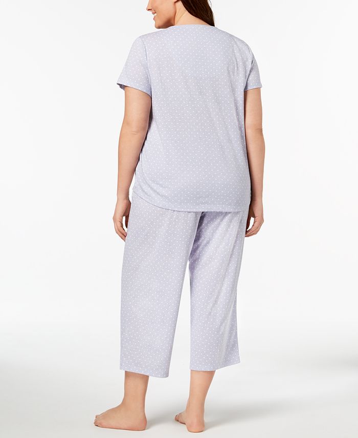 Charter Club Plus Size Dotted Cotton Pajama Set, Created for Macy's ...