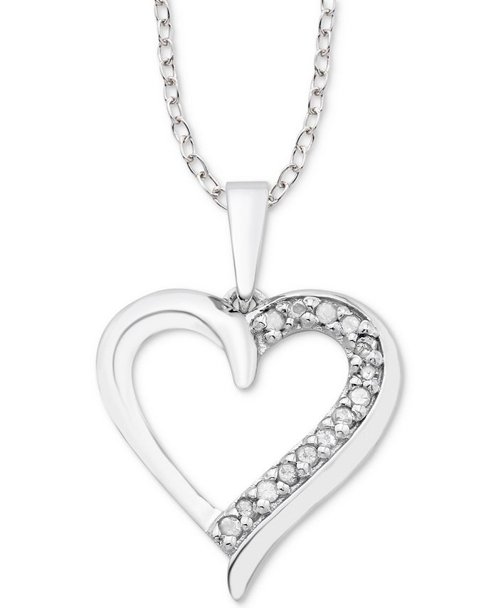 1/10 ctw Diamond Heart Initial Letter M Pendant Necklace in 14K