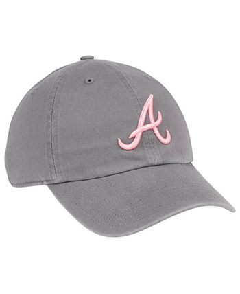 47 Brand Atlanta Braves Dark Gray Pink CLEAN UP Cap - Macy's
