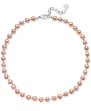 image of Charter Club Silver-Tone Pink Imitation Pearl (8mm) Collar Necklace, Created for Macy-s