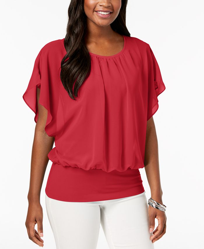 JM Collection Petite Flutter Sleeve Top, Created for Macy's - Macy's