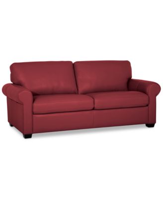 Orid 77" Leather Roll Arm Apartment Sofa