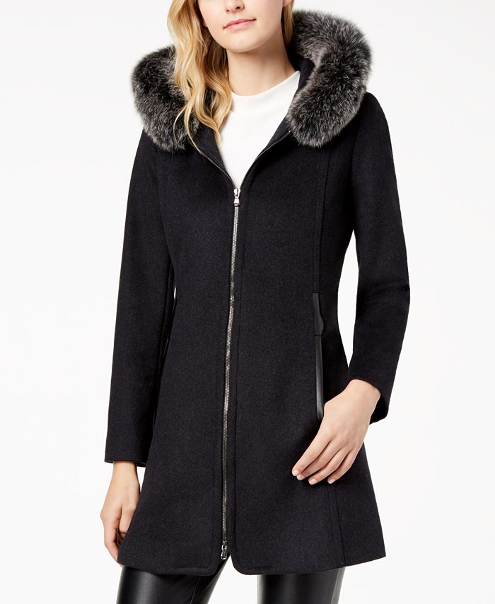 Forecaster Fox-Fur-Trimmed Hooded Walker Coat - Macy's