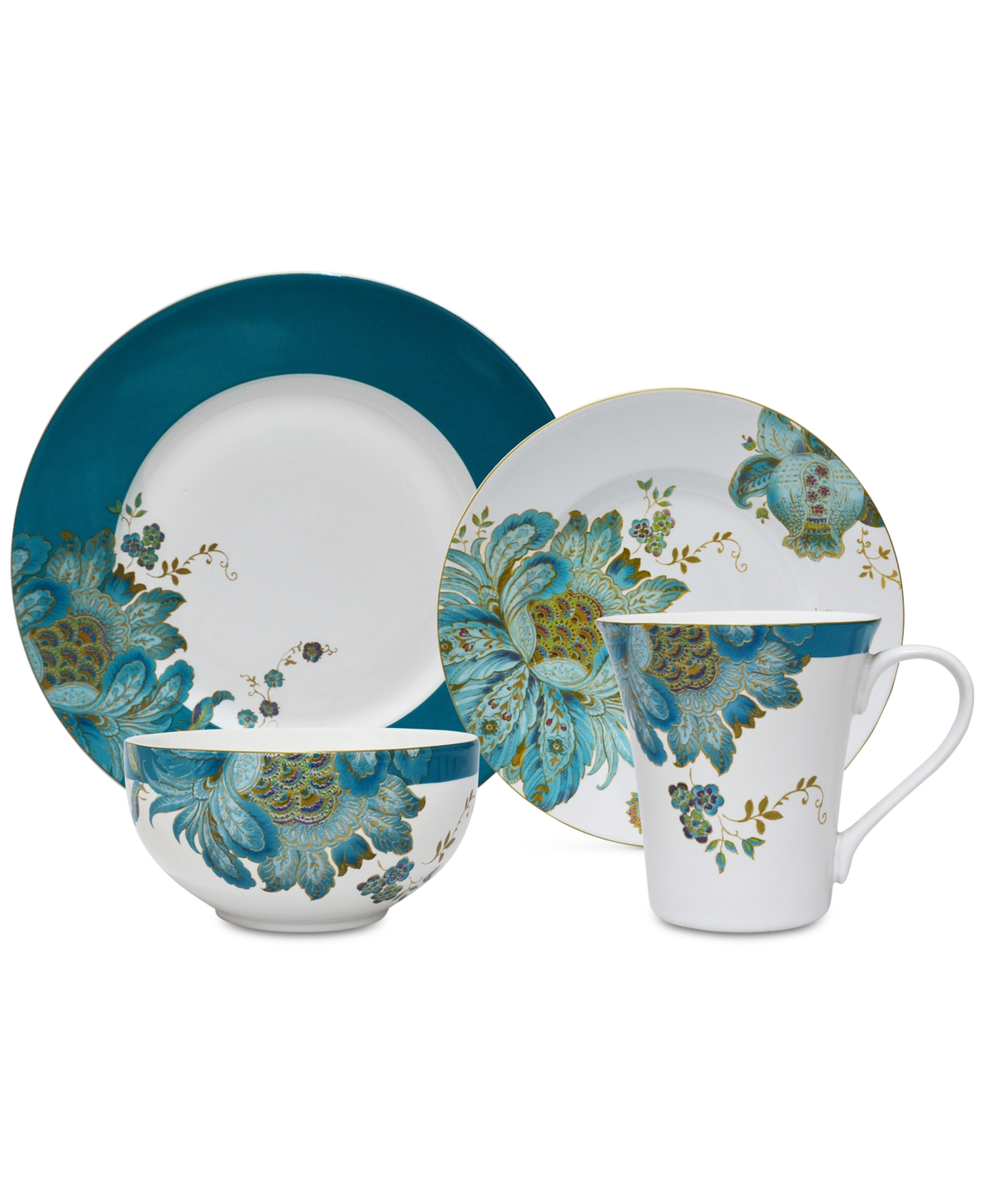 Eliza Teal 16-Pc. Dinnerware Set, Service for 4