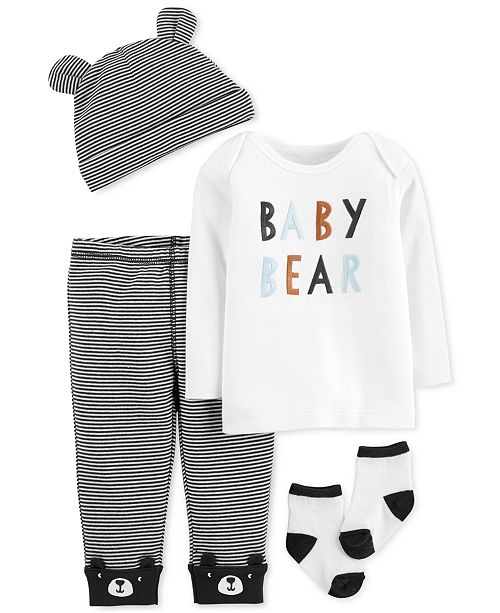 Carter S Baby Boys 4 Pc Hat Baby Bear T Shirt Pants Socks Set