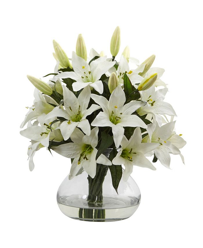 Nearly Natural 16"H Lily Silk Arrangement Macy's