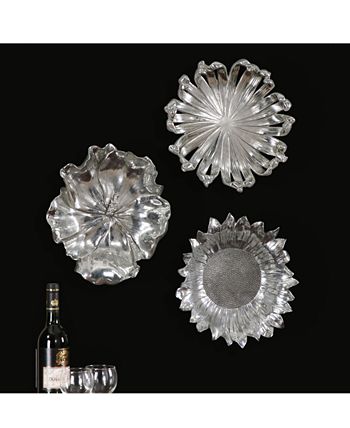 Uttermost - 3-Pc. Silver-Plated Flowers Wall Art Set