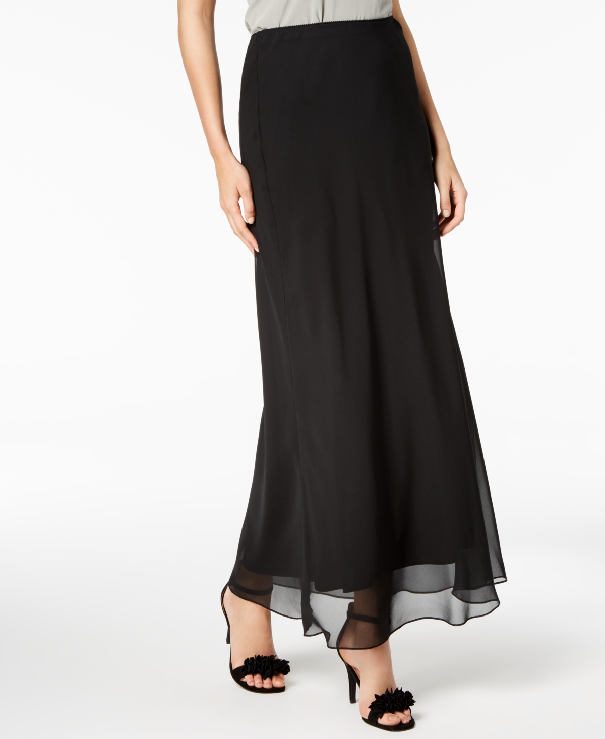 Maxi Skirt, Regular & Petite Sizes - Black
