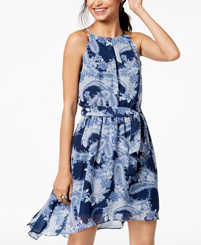 BCX Juniors Printed Scalloped Chiffon Dress Macy s