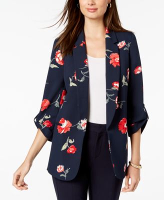 Nine West - Floral-Print Open-Front Jacket