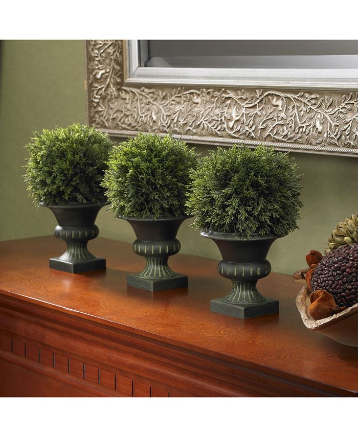 Nearly Natural 9" Artificial Cedar Ball Topiaries, Set of 3 Macy's
