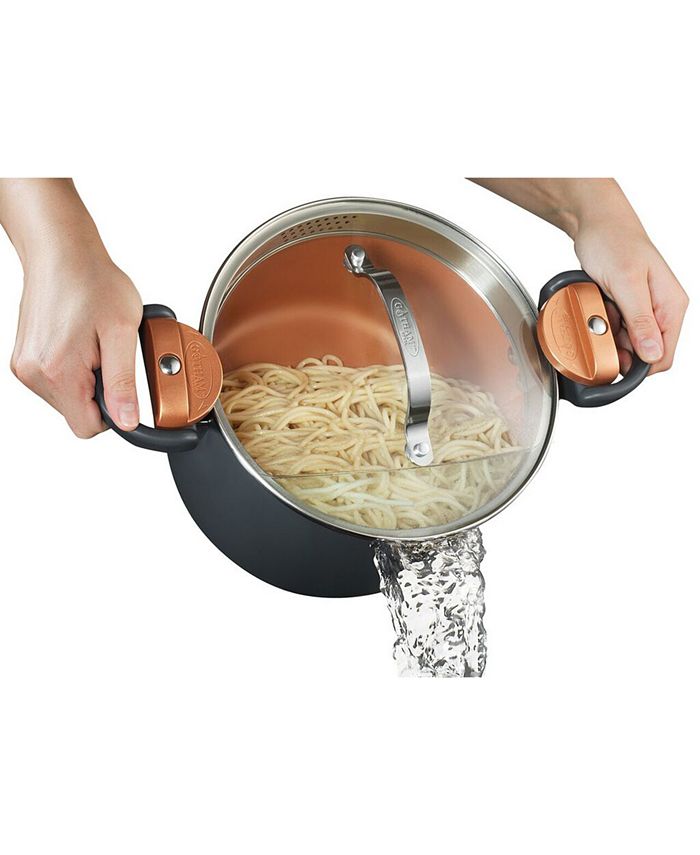 Gotham Steel CLOSEOUT! 5-Qt. Non-Stick Ti-Ceramic Pasta pot with Built-in  Strainer and Twist N' Lock Handles - Macy's